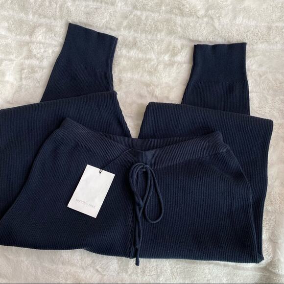 NWT Mijeong Park Ribbed Knit Track Pants in Navy - Picture 5 of 7